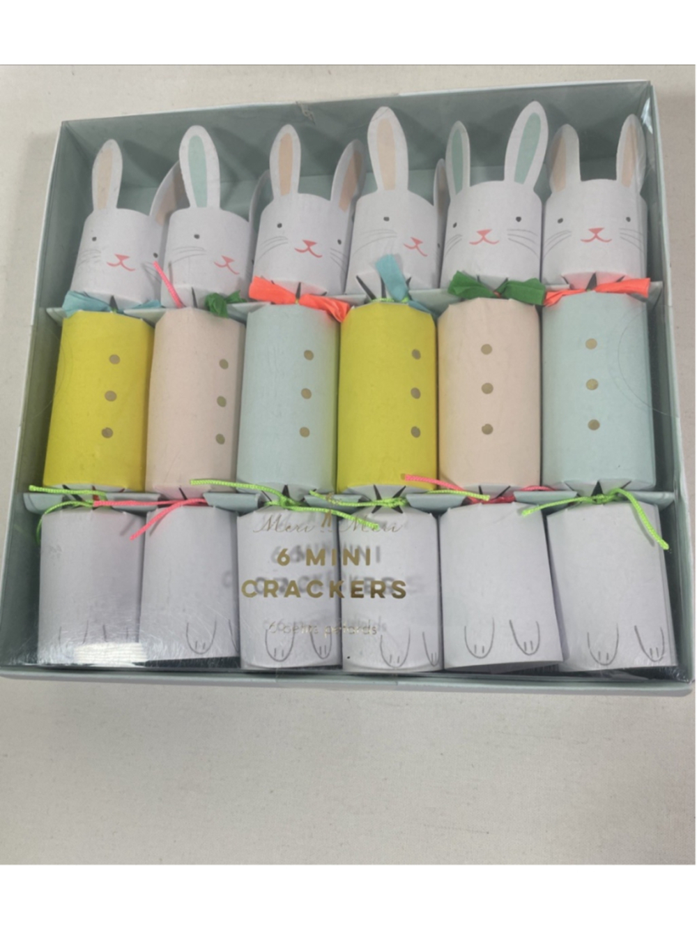 NIB Meri Meri Bunny Rabbit Mini Crackers Easter - Set of 6